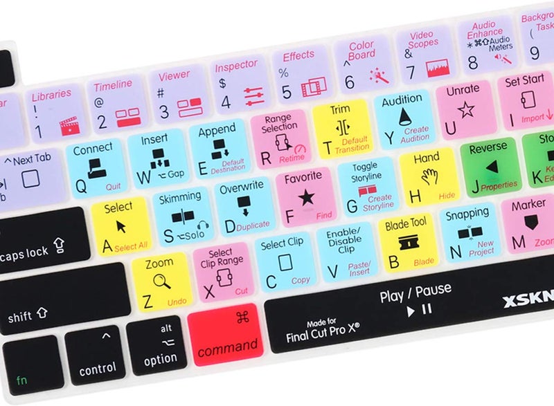 XSKN Final Cut Pro X 10 Silicone Shortcuts Keyboard Cover Skin for 2019 New MacBook Pro 16 inch A2141 2020 New MacBook Pro 13.3 inch A2338 M1 A2251 A2289 with Touch Bar & Touch ID US Version - Image 3